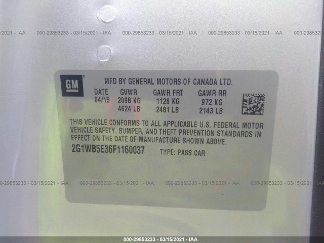 Photo 8 VIN: 2G1WB5E36F1160037 - CHEVROLET IMPALA LIMITED 