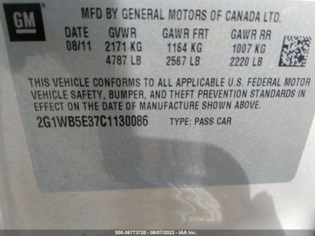 Photo 8 VIN: 2G1WB5E37C1130086 - CHEVROLET IMPALA 