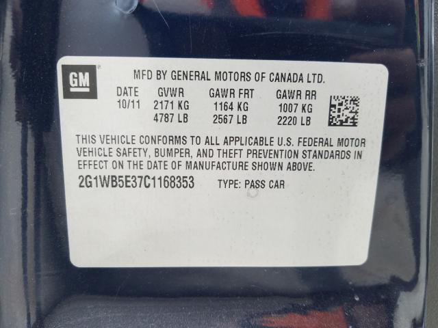 Photo 9 VIN: 2G1WB5E37C1168353 - CHEVROLET IMPALA LT 