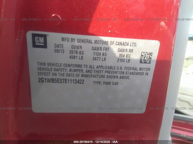 Photo 8 VIN: 2G1WB5E37E1113422 - CHEVROLET IMPALA LIMITED 