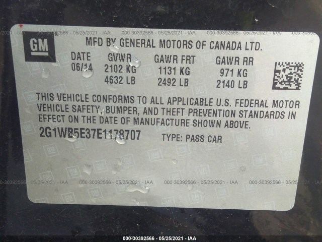 Photo 8 VIN: 2G1WB5E37E1178707 - CHEVROLET IMPALA LIMITED 