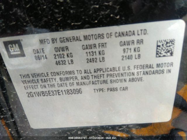 Photo 8 VIN: 2G1WB5E37E1183096 - CHEVROLET IMPALA LIMITED 