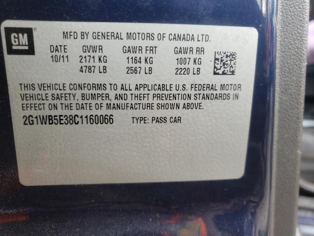 Photo 9 VIN: 2G1WB5E38C1160066 - CHEVROLET IMPALA LT 