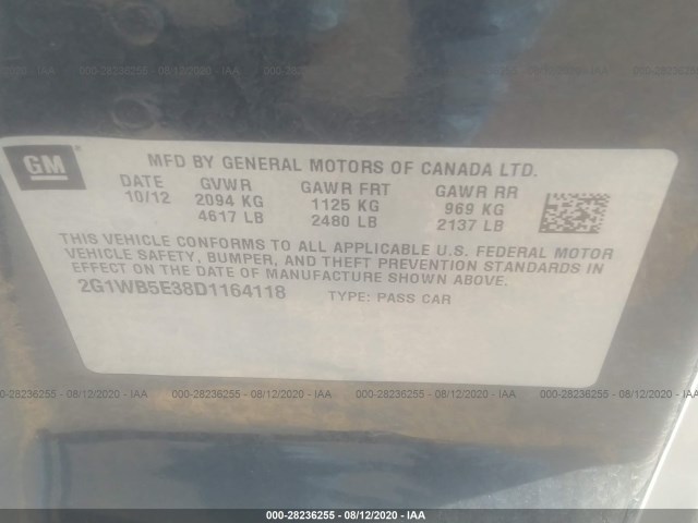 Photo 8 VIN: 2G1WB5E38D1164118 - CHEVROLET IMPALA 