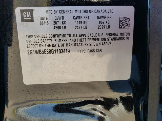 Photo 9 VIN: 2G1WB5E38G1103419 - CHEVROLET IMPALA LIM 