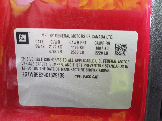 Photo 9 VIN: 2G1WB5E39C1329138 - CHEVROLET IMPALA LT 