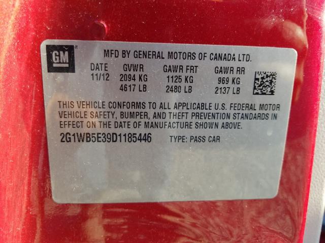 Photo 9 VIN: 2G1WB5E39D1185446 - CHEVROLET IMPALA LT 