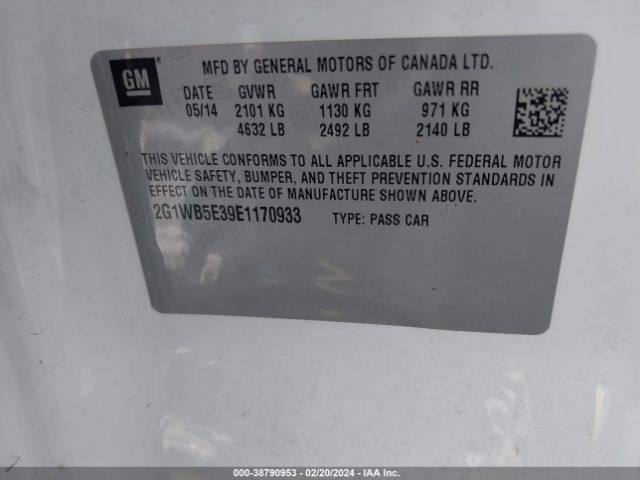 Photo 8 VIN: 2G1WB5E39E1170933 - CHEVROLET IMPALA LIMITED 