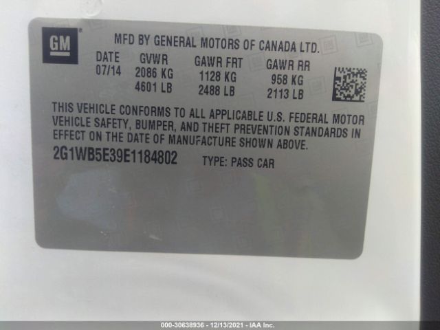 Photo 8 VIN: 2G1WB5E39E1184802 - CHEVROLET IMPALA LIMITED 