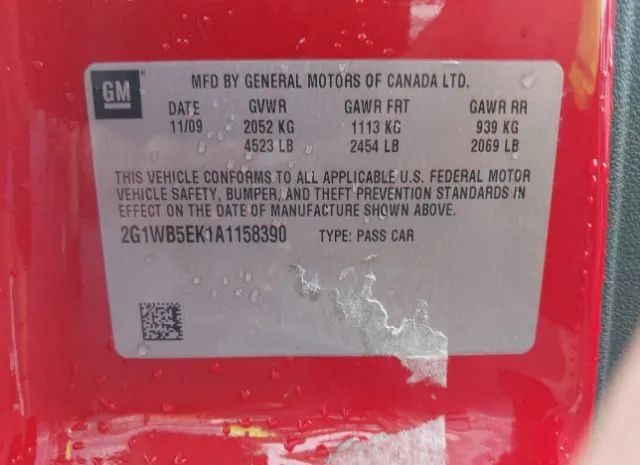 Photo 8 VIN: 2G1WB5EK1A1158390 - CHEVROLET IMPALA 