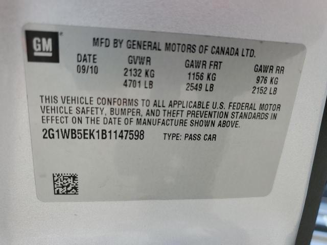 Photo 9 VIN: 2G1WB5EK1B1147598 - CHEVROLET IMPALA LT 