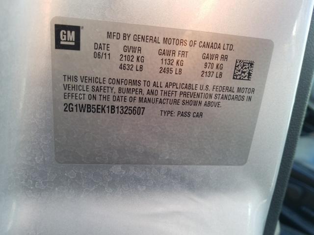 Photo 9 VIN: 2G1WB5EK1B1325607 - CHEVROLET IMPALA LT 