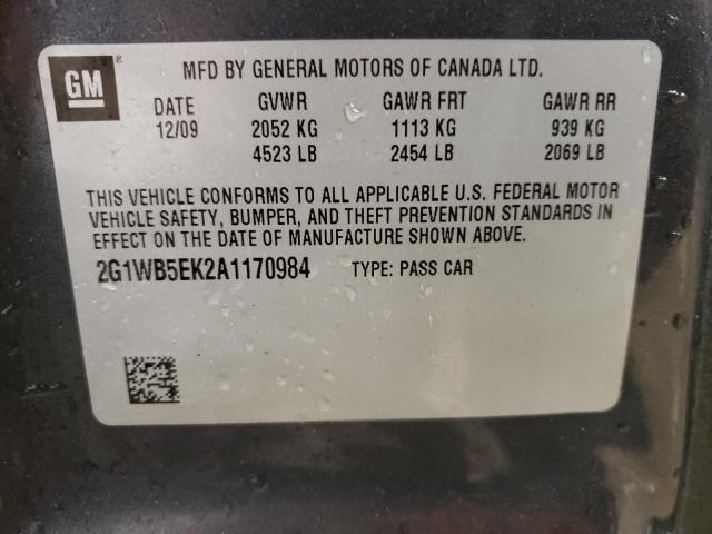 Photo 11 VIN: 2G1WB5EK2A1170984 - CHEVROLET IMPALA LT 