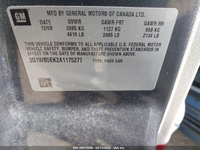 Photo 8 VIN: 2G1WB5EK2A1175277 - CHEVROLET IMPALA 