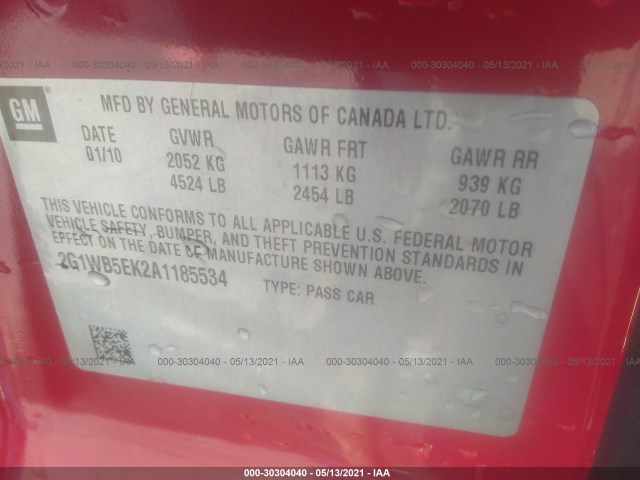 Photo 8 VIN: 2G1WB5EK2A1185534 - CHEVROLET IMPALA 