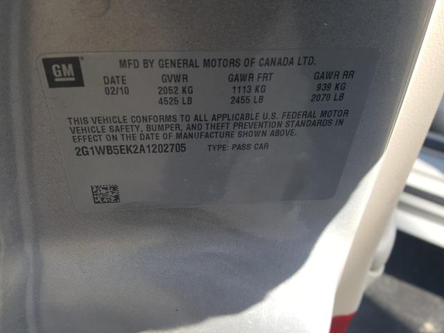 Photo 9 VIN: 2G1WB5EK2A1202705 - CHEVROLET IMPALA LT 