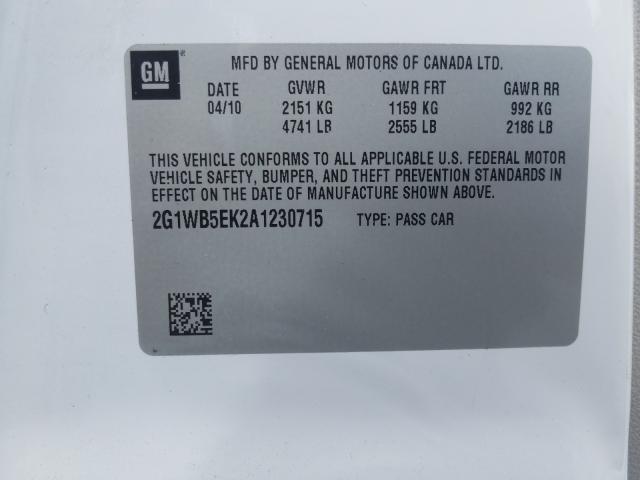 Photo 9 VIN: 2G1WB5EK2A1230715 - CHEVROLET IMPALA LT 