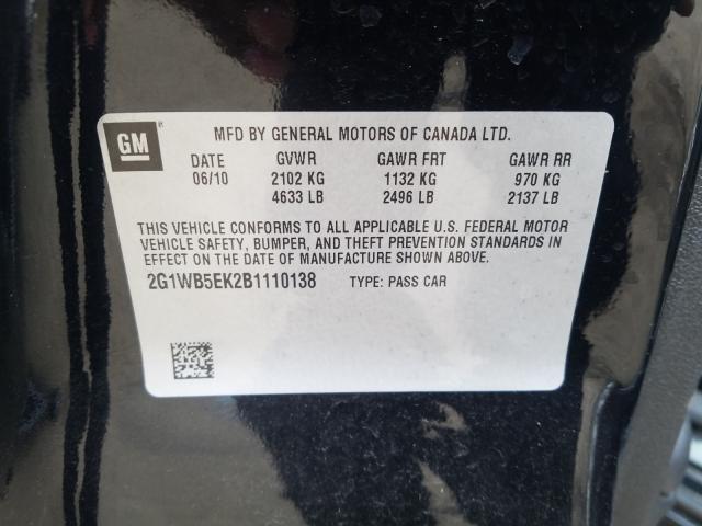 Photo 9 VIN: 2G1WB5EK2B1110138 - CHEVROLET IMPALA LT 