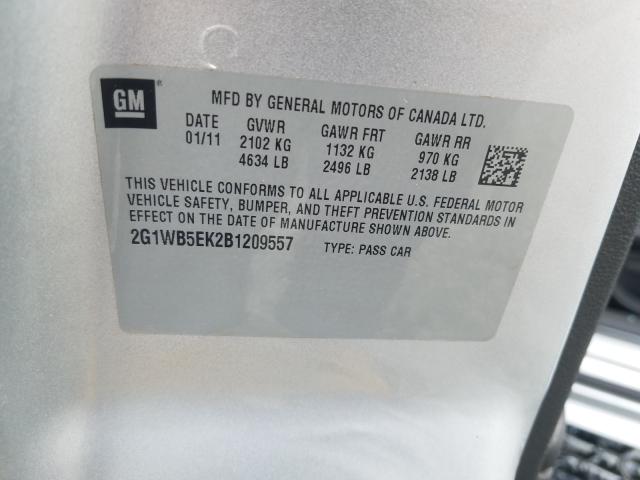 Photo 9 VIN: 2G1WB5EK2B1209557 - CHEVROLET IMPALA LT 