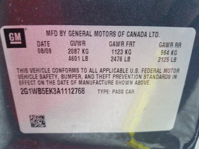 Photo 9 VIN: 2G1WB5EK3A1112768 - CHEVROLET IMPALA LT 