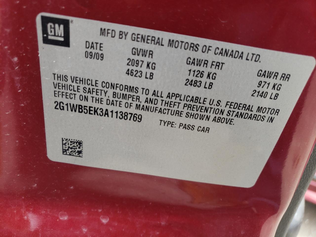 Photo 11 VIN: 2G1WB5EK3A1138769 - CHEVROLET IMPALA 