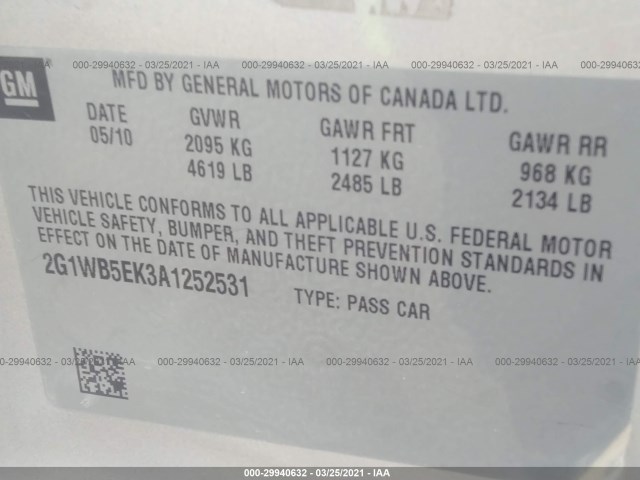 Photo 8 VIN: 2G1WB5EK3A1252531 - CHEVROLET IMPALA 