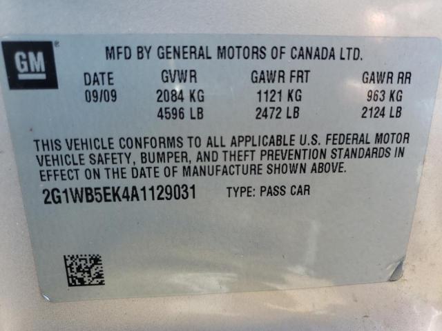 Photo 9 VIN: 2G1WB5EK4A1129031 - CHEVROLET IMPALA LT 