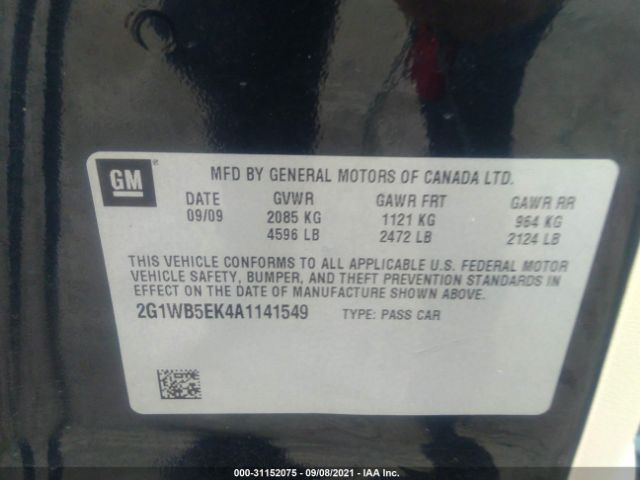 Photo 8 VIN: 2G1WB5EK4A1141549 - CHEVROLET IMPALA 