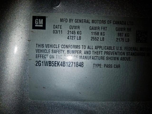 Photo 9 VIN: 2G1WB5EK4B1271848 - CHEVROLET IMPALA LT 