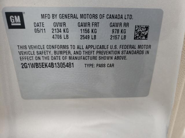 Photo 9 VIN: 2G1WB5EK4B1305481 - CHEVROLET IMPALA LT 