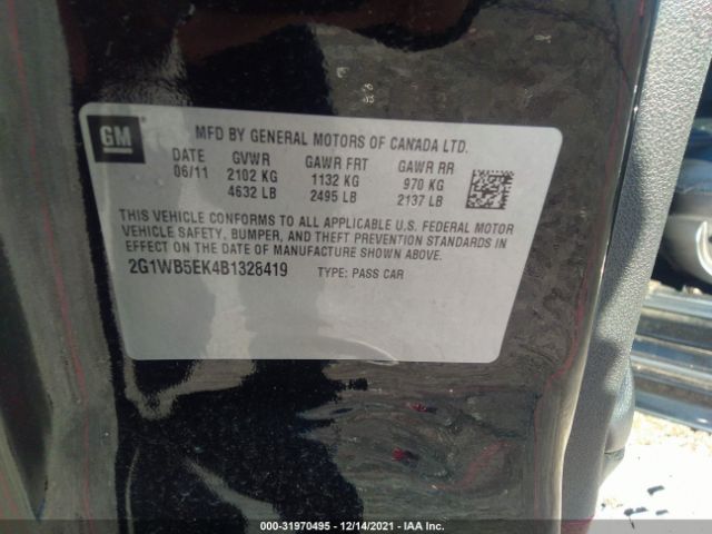 Photo 8 VIN: 2G1WB5EK4B1328419 - CHEVROLET IMPALA 