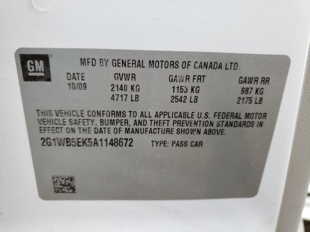 Photo 9 VIN: 2G1WB5EK5A1148672 - CHEVROLET IMPALA LT 