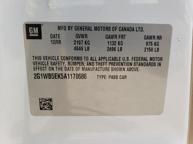 Photo 9 VIN: 2G1WB5EK5A1170686 - CHEVROLET IMPALA LT 