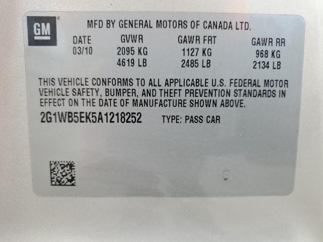 Photo 11 VIN: 2G1WB5EK5A1218252 - CHEVROLET IMPALA LT 