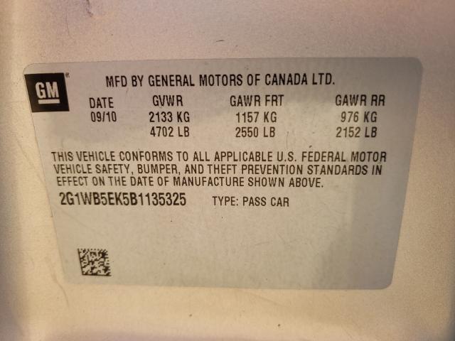 Photo 9 VIN: 2G1WB5EK5B1135325 - CHEVROLET IMPALA LT 