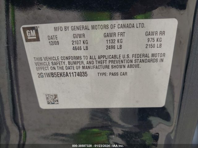 Photo 8 VIN: 2G1WB5EK6A1174035 - CHEVROLET IMPALA 