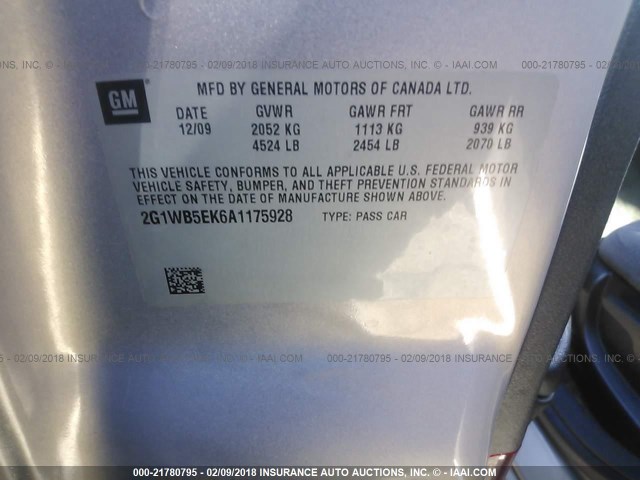 Photo 8 VIN: 2G1WB5EK6A1175928 - CHEVROLET IMPALA 