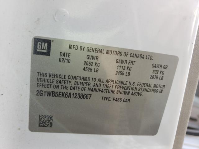 Photo 9 VIN: 2G1WB5EK6A1208667 - CHEVROLET IMPALA LT 