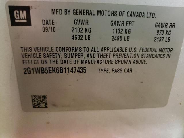 Photo 11 VIN: 2G1WB5EK6B1147435 - CHEVROLET IMPALA LT 