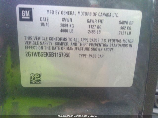 Photo 8 VIN: 2G1WB5EK6B1157950 - CHEVROLET IMPALA 