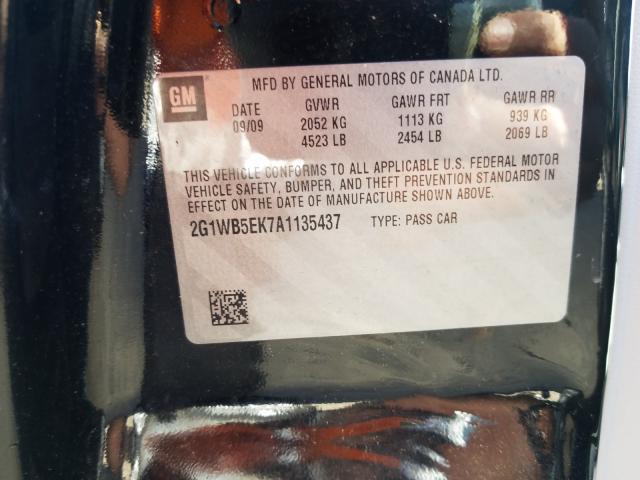 Photo 9 VIN: 2G1WB5EK7A1135437 - CHEVROLET IMPALA LT 