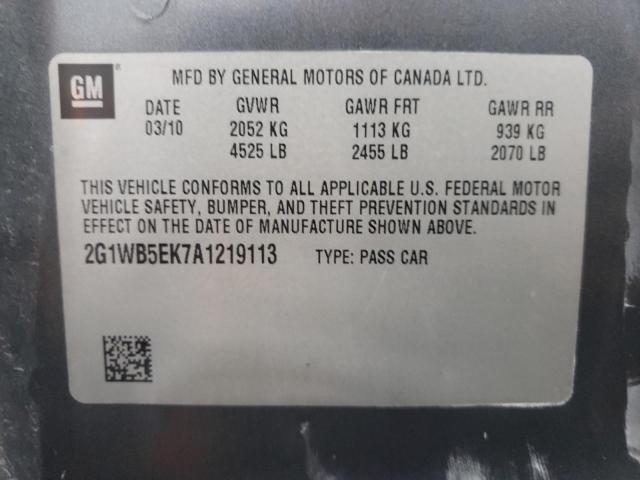 Photo 9 VIN: 2G1WB5EK7A1219113 - CHEVROLET IMPALA LT 