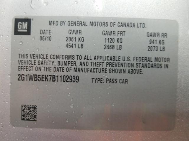 Photo 9 VIN: 2G1WB5EK7B1102939 - CHEVROLET IMPALA LT 