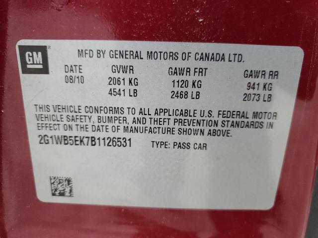 Photo 11 VIN: 2G1WB5EK7B1126531 - CHEVROLET IMPALA LT 