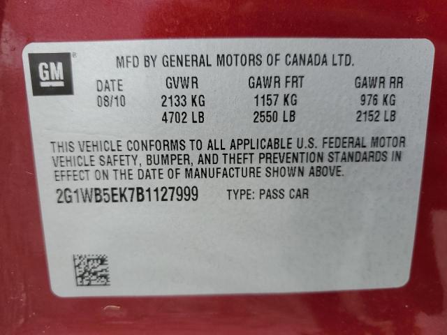 Photo 11 VIN: 2G1WB5EK7B1127999 - CHEVROLET IMPALA 