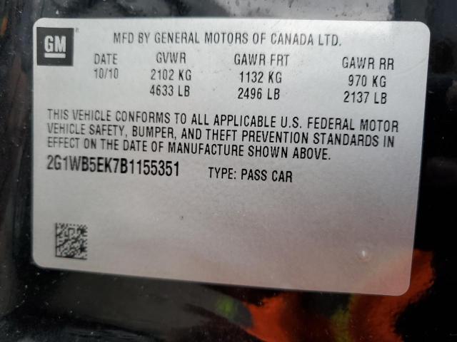 Photo 12 VIN: 2G1WB5EK7B1155351 - CHEVROLET IMPALA LT 