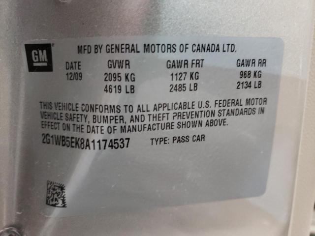 Photo 9 VIN: 2G1WB5EK8A1174537 - CHEVROLET IMPALA LT 