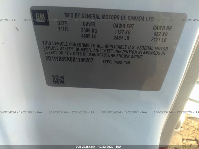 Photo 8 VIN: 2G1WB5EK8B1186267 - CHEVROLET IMPALA 