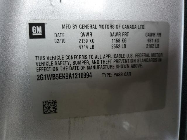 Photo 9 VIN: 2G1WB5EK9A1210994 - CHEVROLET IMPALA LT 