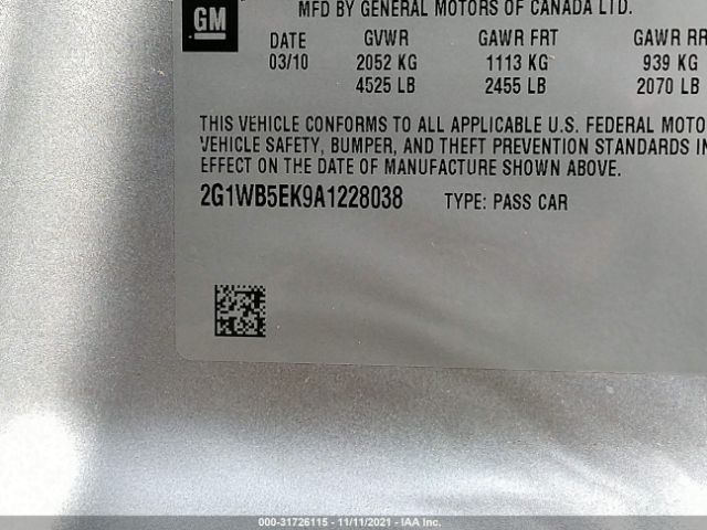 Photo 8 VIN: 2G1WB5EK9A1228038 - CHEVROLET IMPALA 